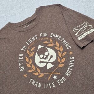 Grunt Style George S Patton Skull Spade Graphic T-Shirt Men's XL Brown Military